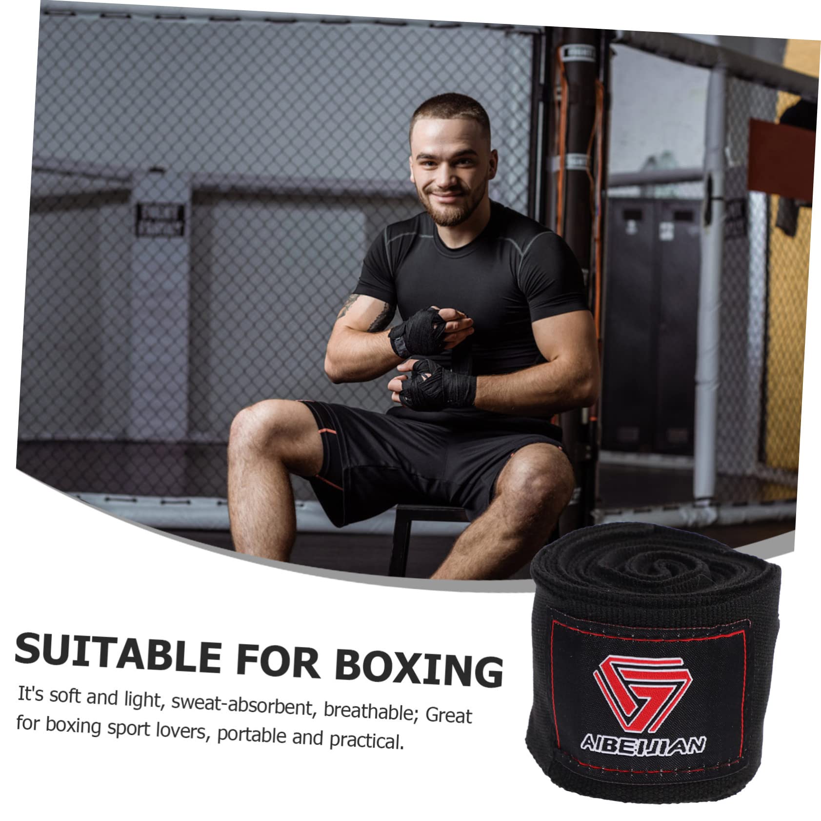 OSOLADY 2Rolls Breathable Hand Wraps for Boxing of Hand Strap Sweat Absorbent Support for Fitness Durable Protector for MMA Kickboxing Martial Arts Training