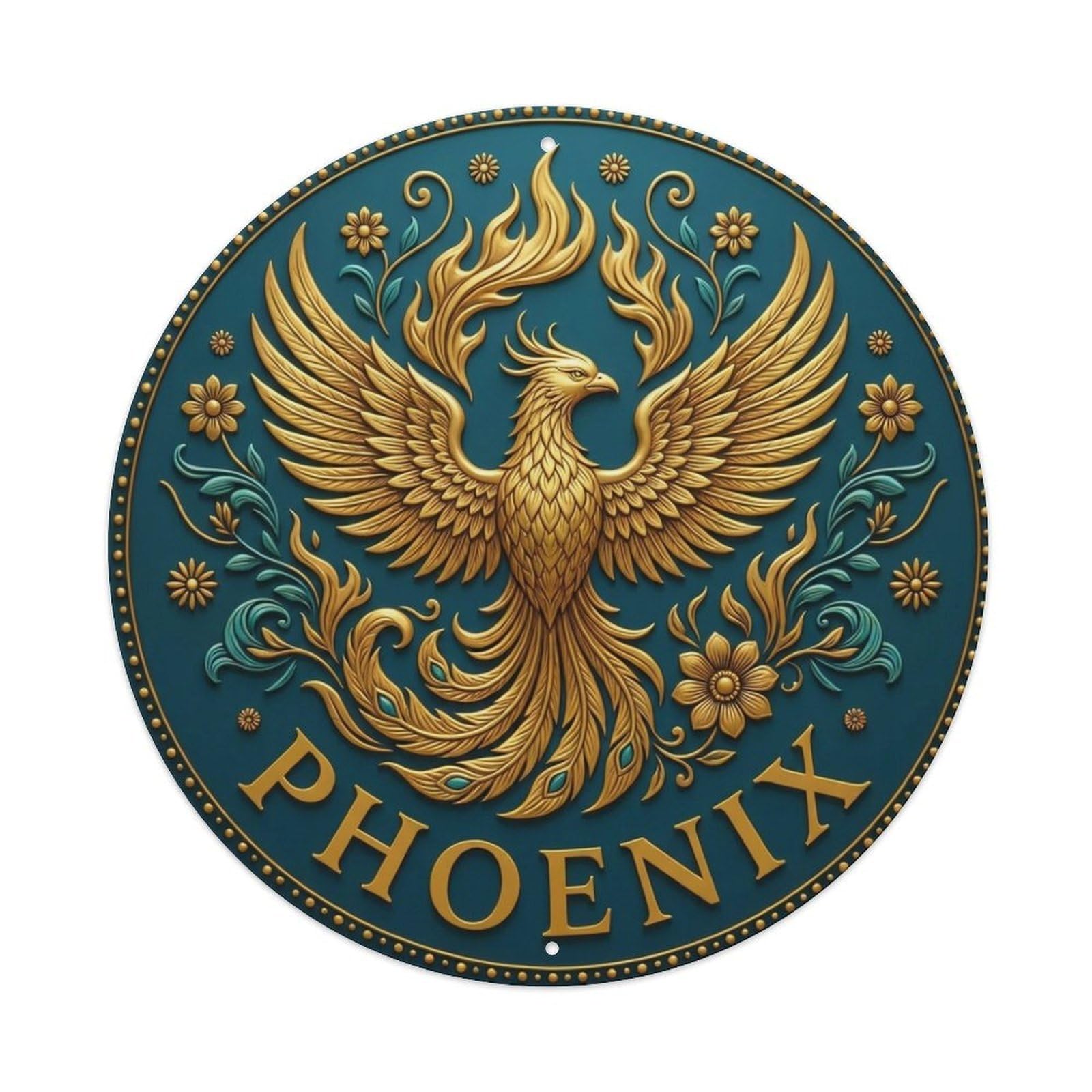 Vintage Phoenix Flower Zen Yoga Metal Tin Sign