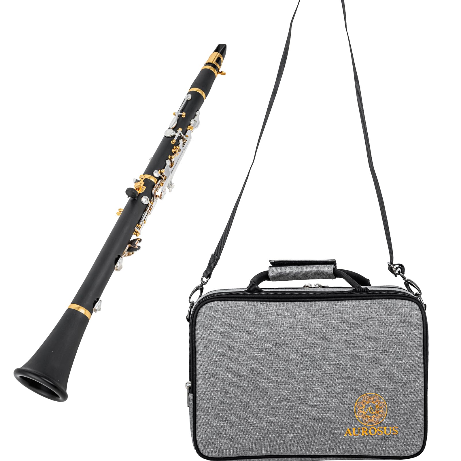 CG-S7 Clarinetto Sib Plateau a Fori Chiusi - Clarinetto Soprano a Fori Coperti in ABS, 17 Chiavi Nichel-Argento e Colonnine Dorate, per Mani Piccole, Sassofonisti e Disabili