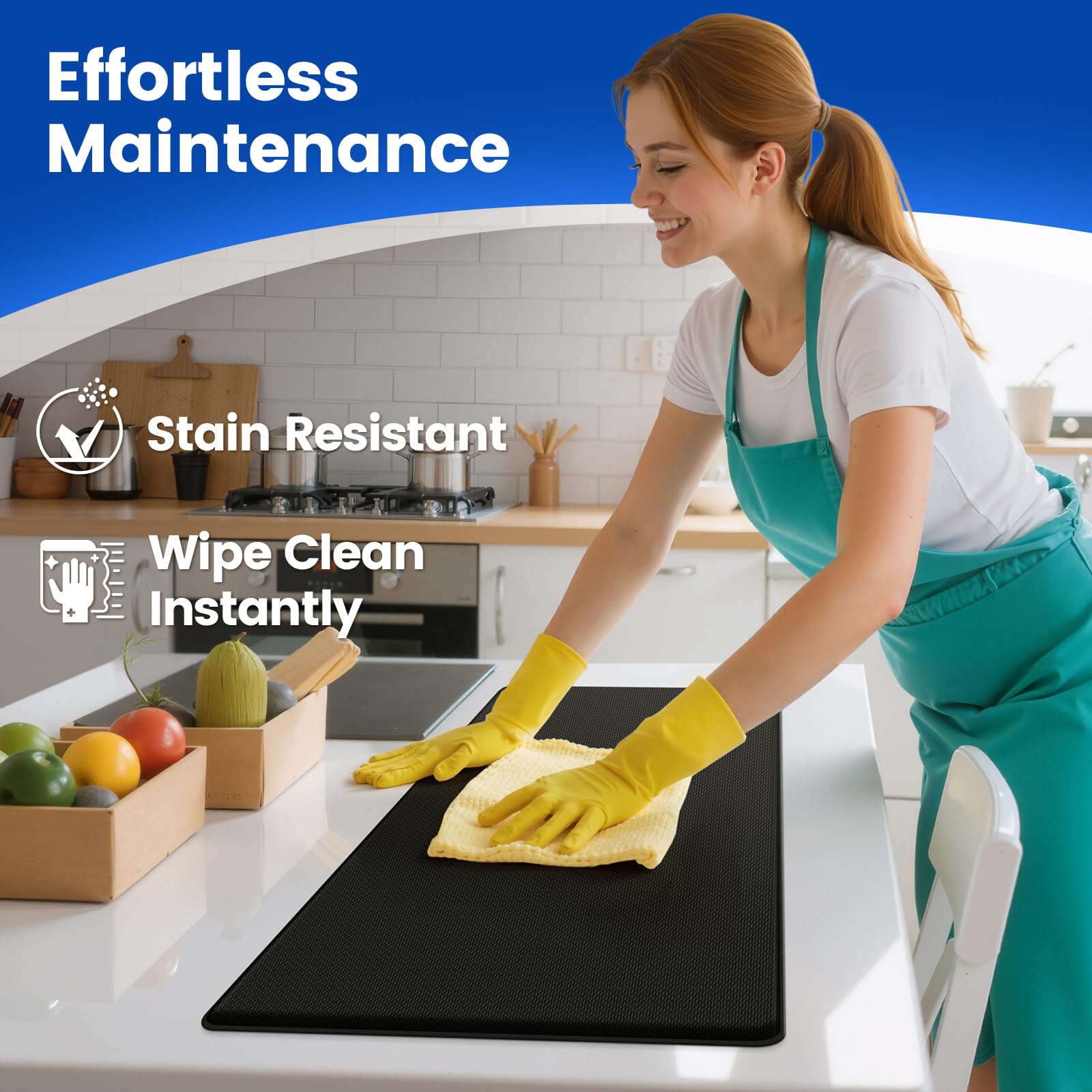 KitchenClouds Kitchen Mats for Floor,3PCS Kitchen Rugs,Non Slip Anti Fatigue Mats for Floor,Waterproof Kitchen Sink Mat,Cushioned Standing and Comfort Mats for Office,Black