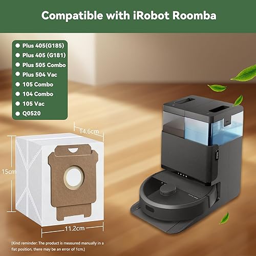 Miniatura 2 de Paquete de 6 104 bolsas de vacío para iRobot Roomba 104105 Combo, Plus 405 (G181) (G185), Max 705 Vac, Max 705 Combo, 105 Vac, Plus 504 Vac, Plus
