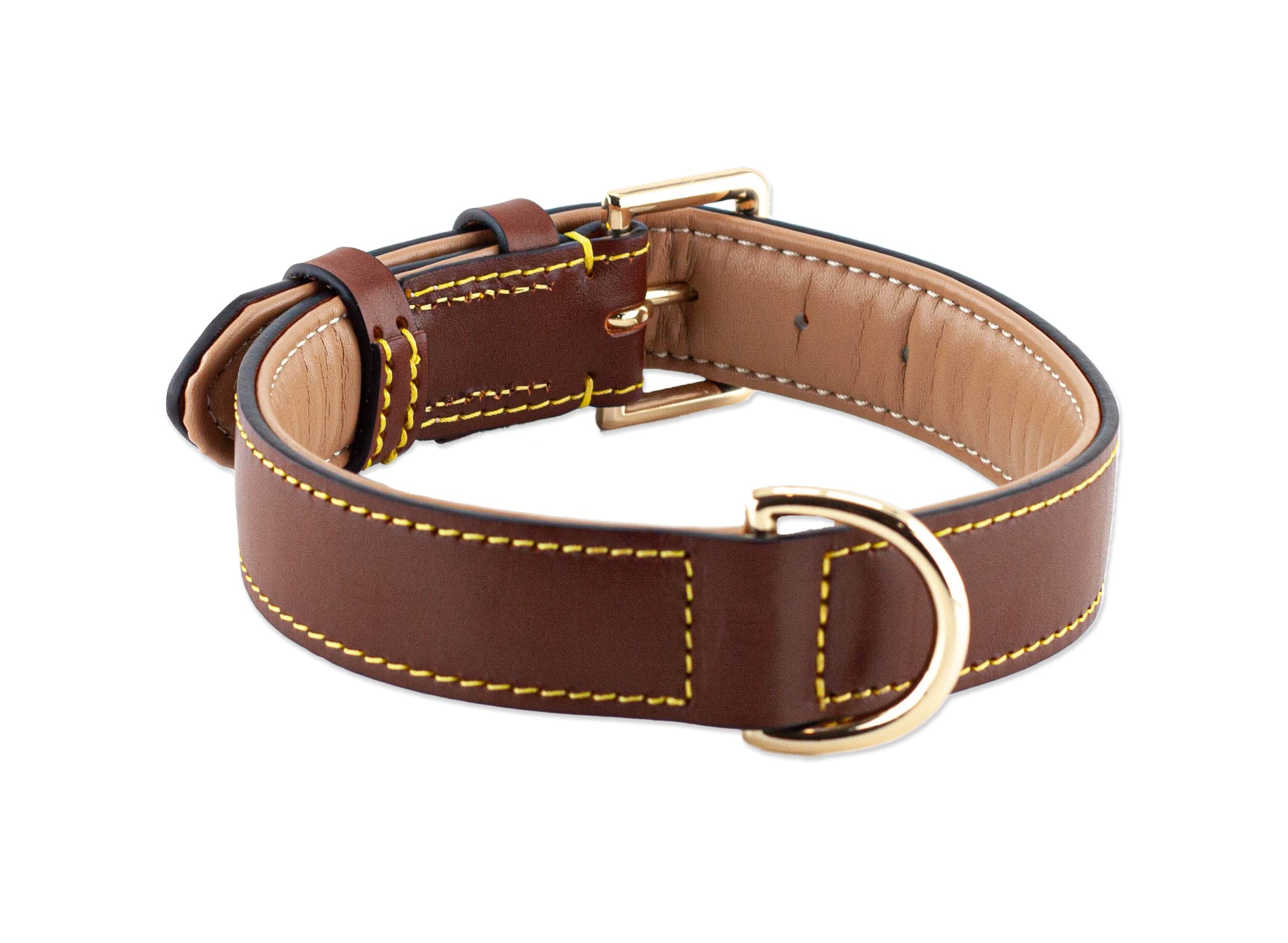 Brute Strength - Lujoso Collar de Cuero para Perros - Marrón - XXL - (66-73) x 3,5 cm
