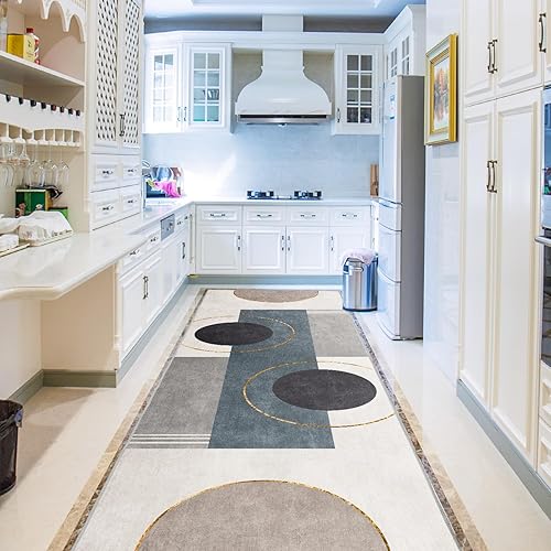 Miniatura 5 de Alfombra de pasillo para interiores con patrón geométrico de 2 x 6 pies (23.6 x 70.9 in), antideslizante, lavable, ideal para pasillo, cocina,