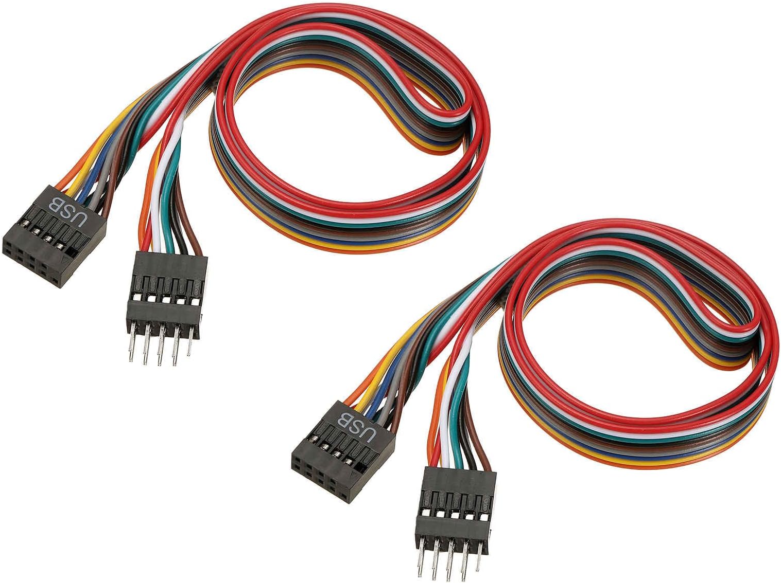 2 Pcs USB Header Extension Cable 20.5 Inch USB 2.0 9-Pin Male to 9-Pin Female Internal Motherboard Header Cable Fits USB Ports/Expansion Cards/Motherboard Ports, Colorful