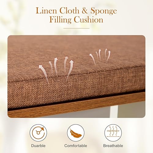 Miniatura 24 de MFSTUDIO Banco de almacenamiento de zapatos, banco de zapatos con armario de puerta de granero, 9 compartimentos abiertos, cojín de asiento,