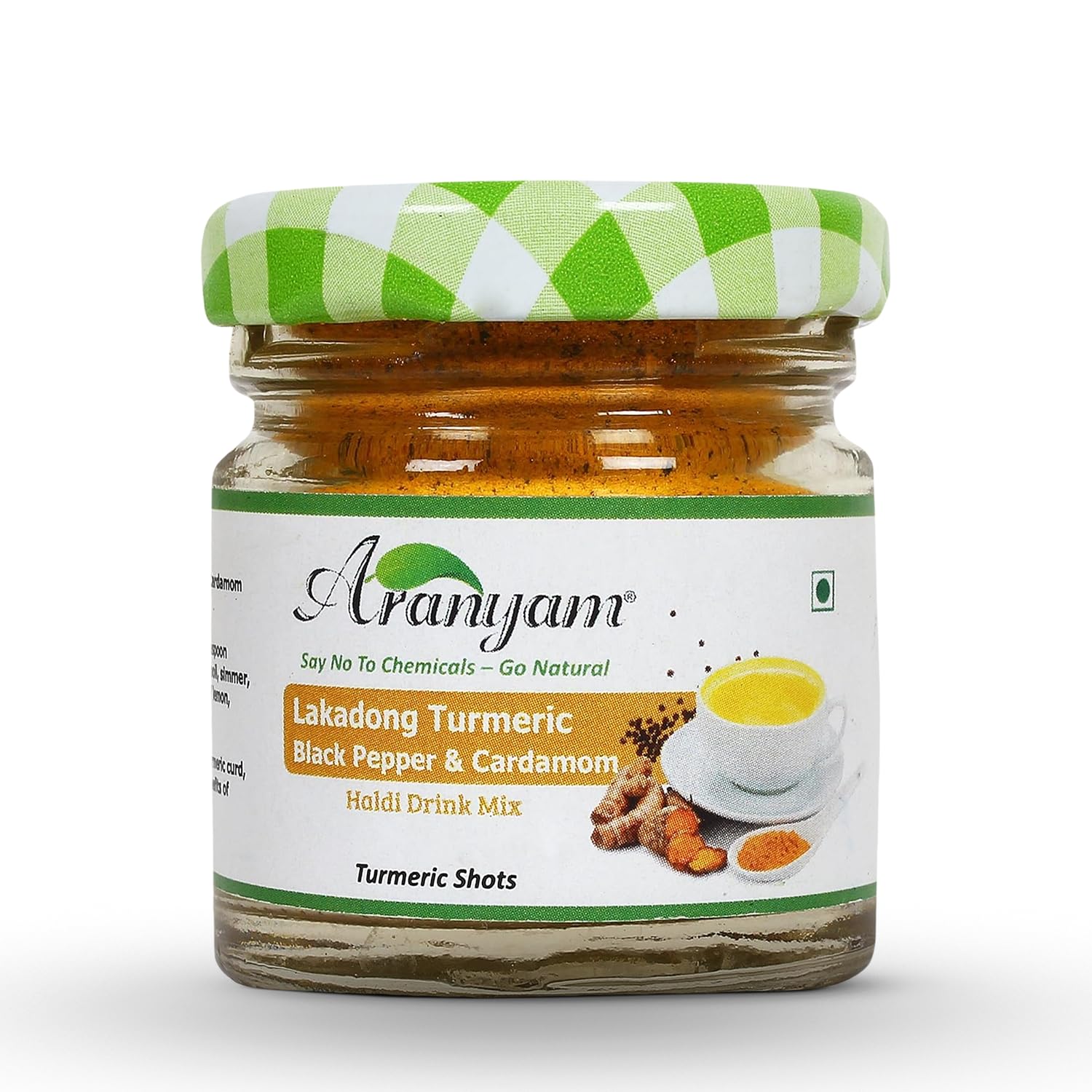 Lakadong Turmeric Drink Mix - 20g | Infused with Black Pepper & Cardamom - High Curcumin (7-12%) | Turmeric Powder for Golden Milk, Latte, Herbal Tea & Health Drinks | Lakadong Turmeric Powder from Meghalaya