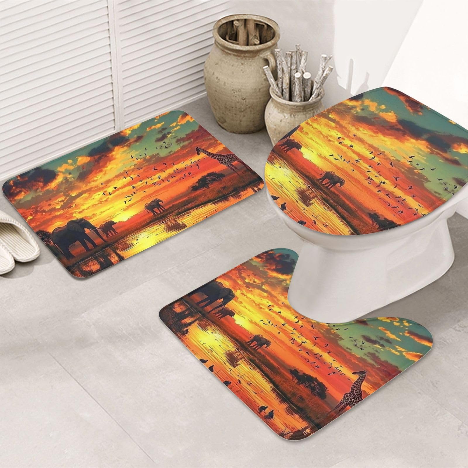 Set di 3 tappeti da bagno in memory foam, morbidi e assorbenti a forma di U, decorazione per la casa, asciugatura rapida