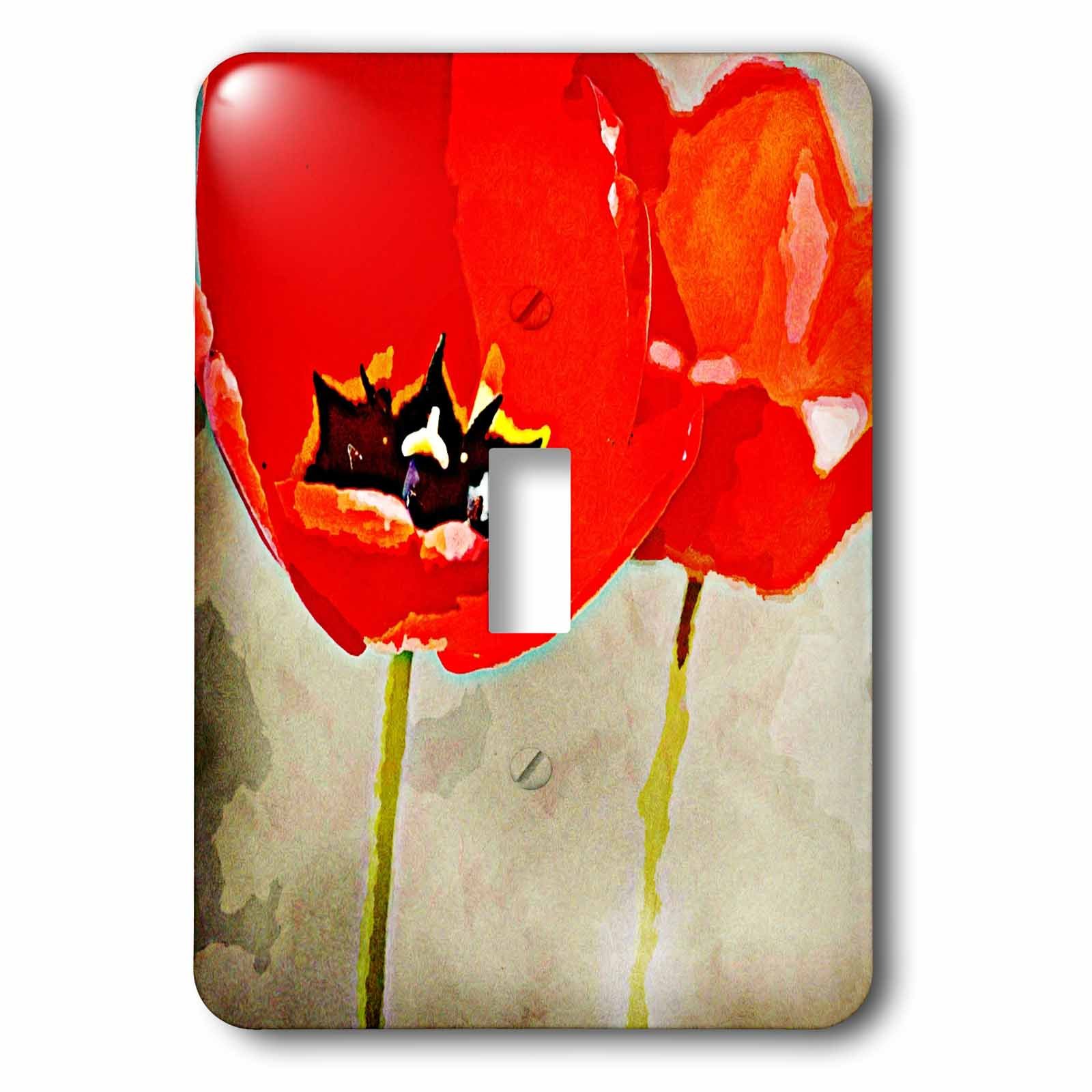 Interrupteur à bascule imprimé coquelicots rouges pour rénovation de chambre moderne