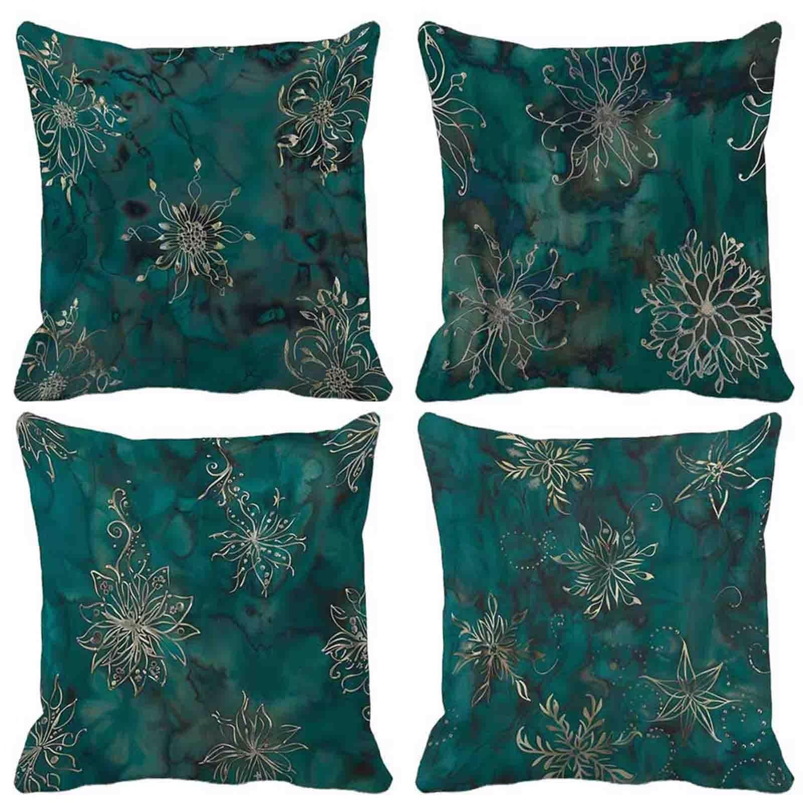 ModèLe Housse de Coussin 65 X 65 cm Lot de 4, Housse Coussin Turquoise Taies d'Oreillers Double Face Impression Doux et Moelleux Taie Oreiller avec Fermeture Éclair Invisible, Salon Chambre -lsy54CP