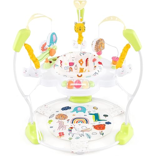 BABY JOY Baby Jumpers and Bouncers, Infant Activity Center with Music Lights Sounds, 360° Rotating Seat and 3 Adjustable Heights, Baby Play and Learning Center for 6-12 Months