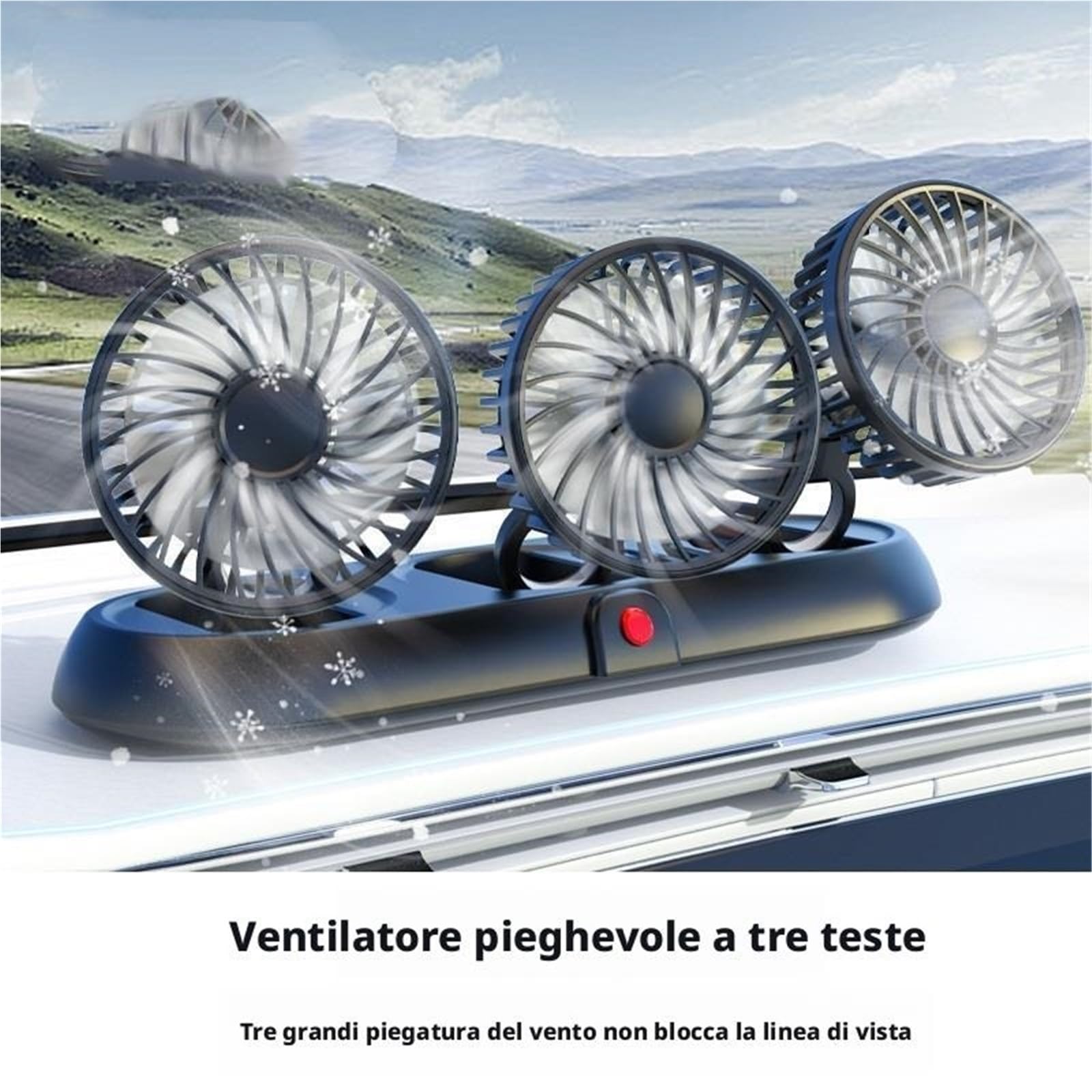Ventilatore Pieghevole Per Auto Volodya A 3 Teste - 3 Velocità Regolabili, USB 5V/accendisigari 12V/24V, Raffreddamento ABS A Basso Rumore Per Camion/scrivanie Da Ufficio(Black white (USB/5v))