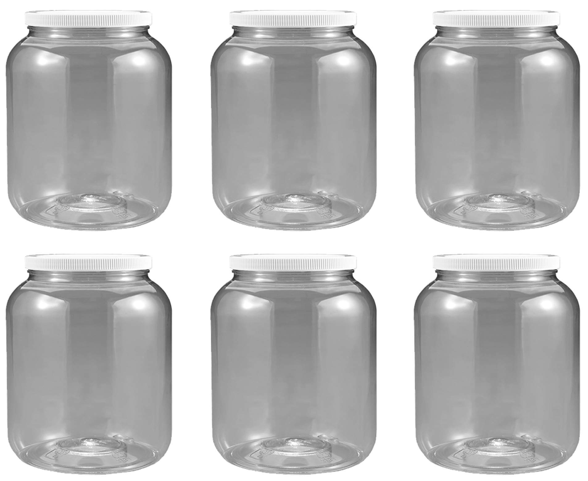 CLEARVIEW CONTAINERS 64 oz Clear Plastic Jars with lids Set of 6 with