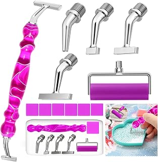 Diamond Art Pens Tool Diamond Painting Pen with 135° Ergonomic Screw Elbow Steel Metal Tip Nibs Roller Angled Placers Accessories Kits Drill Bead Dot Pens for Art Craft Nail Easy to Use