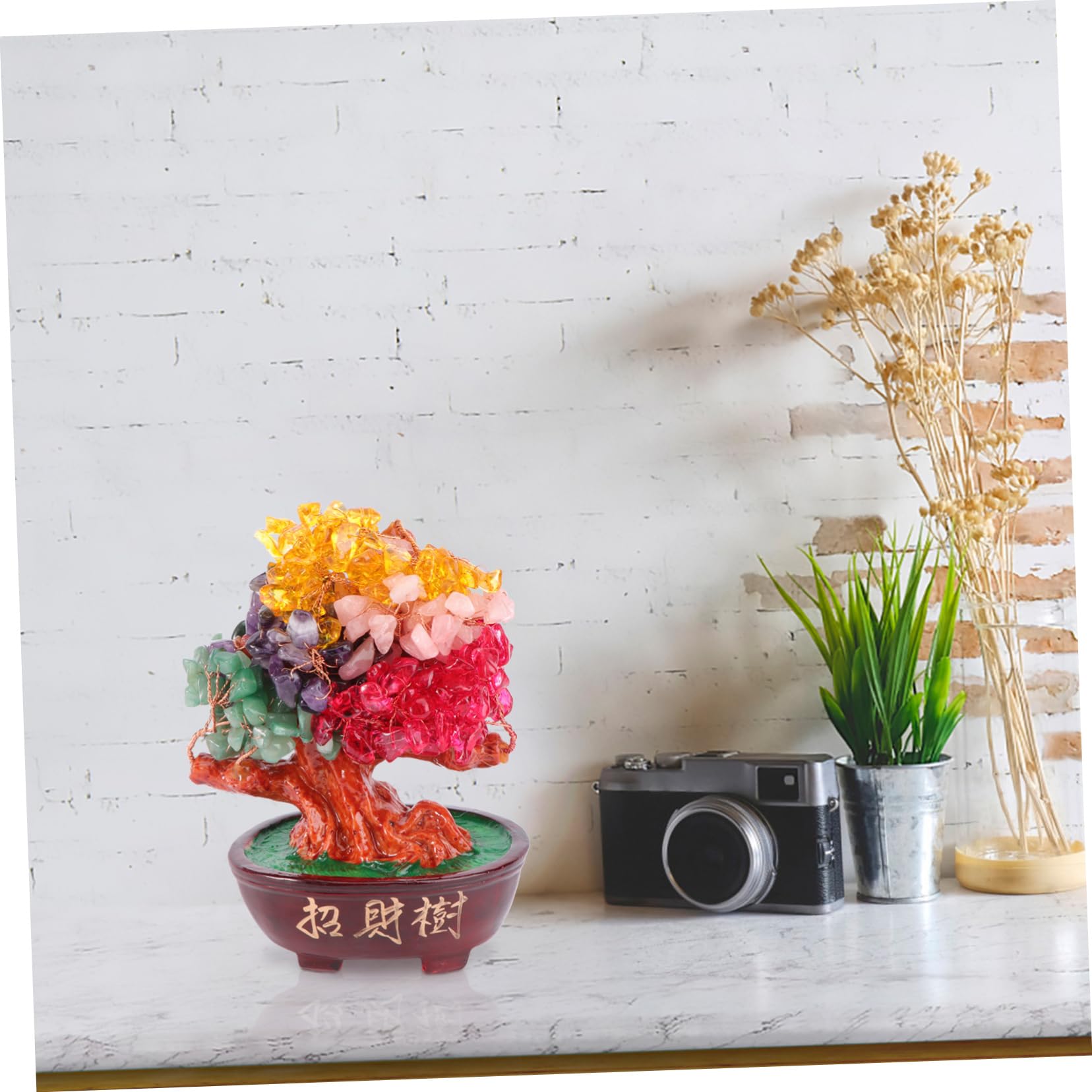 1stück Farbenfrohe Kristall Glücksbaum Tisch Ornament Deko Natürliche Kristall Bonsai Glücksbaum Für Tischdeko Und Hochzeitsfeier Zufällige Farbvarianten