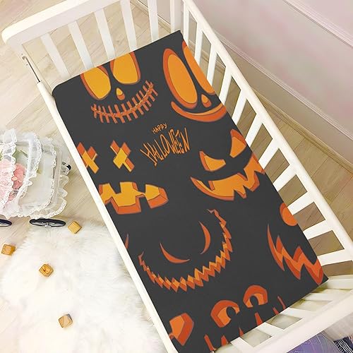 Miniatura 6 de Kigai Fitted Crib Sheet for Boys & Girls Halloween Pumpkin Soft Breathable Unisex Baby Sheets for Standard Crib and Toddler Mattresses 39 x 27 in