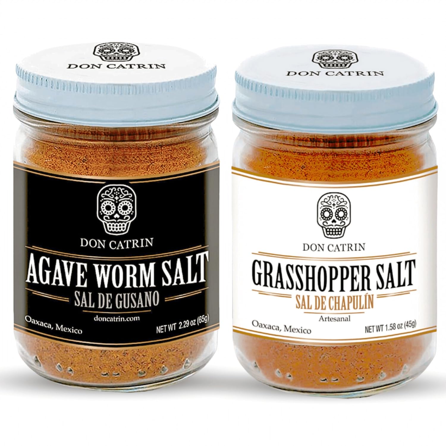 Sal de Gusano and Sal de Chapulin Pack - Worm Salt and Grasshopper Salt Pack Don Catrin Pairs with Mezcal Salts and Oaxacan Seasonings - 1 of Each