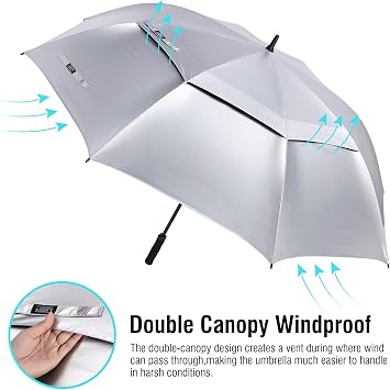 G4Free Huge Golf Umbrella UV Protection Auto Open Windproof Umbrella Oversized Extra Large Vented Double Canopy for Family