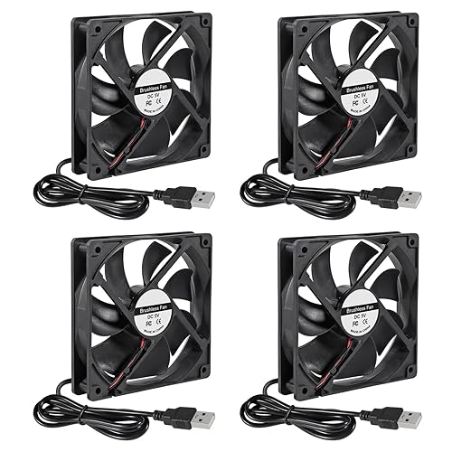 Ventilador de refrigeración sin escobillas USB de 4.724 in x 0.984 in CC 5 V, ventilador de refrigeración silencioso 12025 mini ventilador de