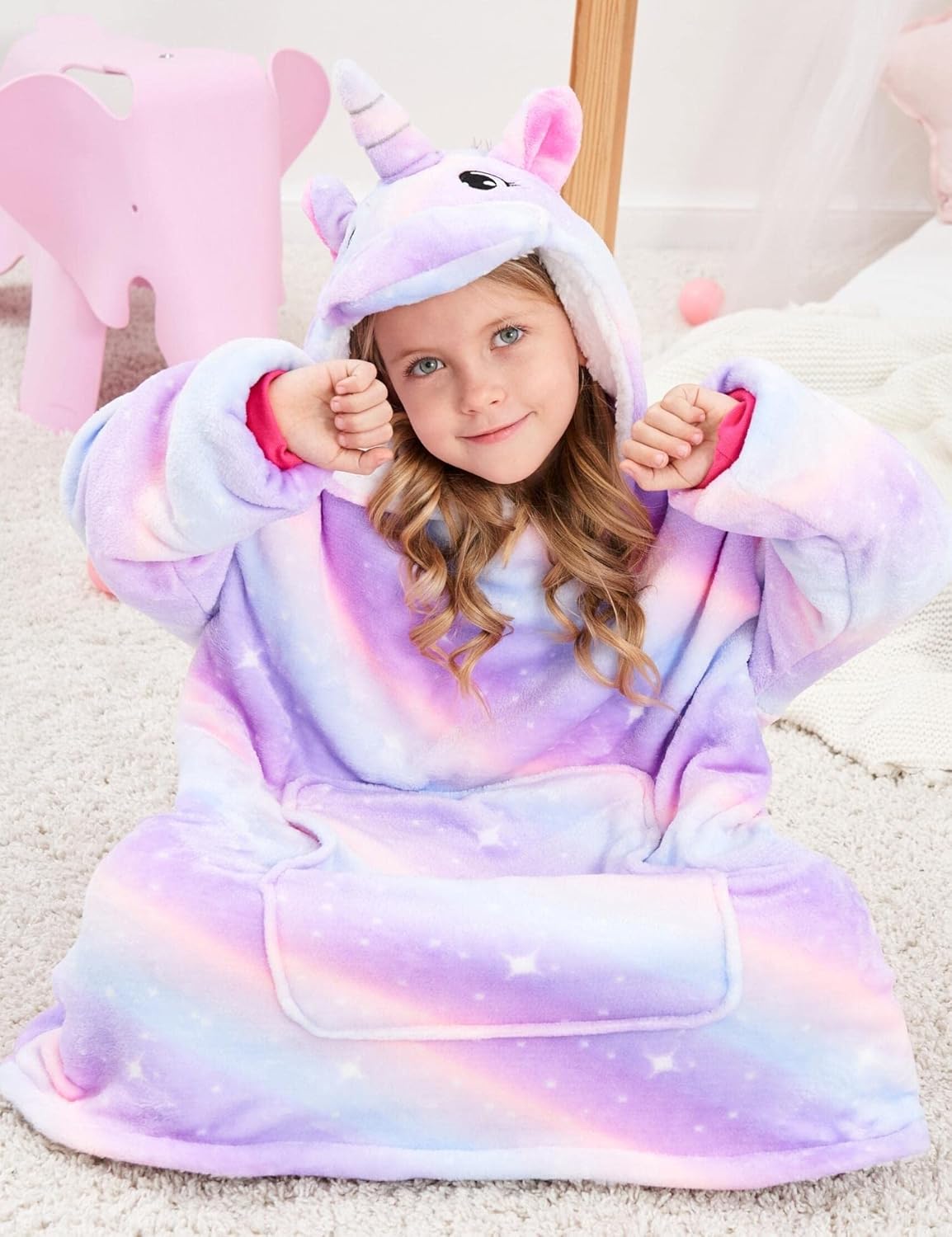 Unicorn Wearable Blanket Hoodie for Girls Unicorn Oversized Hoodie for Kids