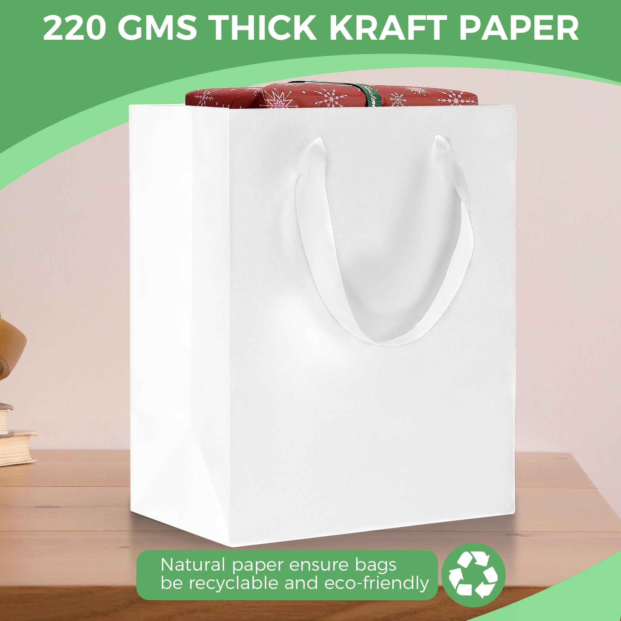MOXARYSU White Gift Bags With Handles: 8x5x10 Inch 30pcs Medium Paper Gags Bulk For Birthday Wedding Party Shopping