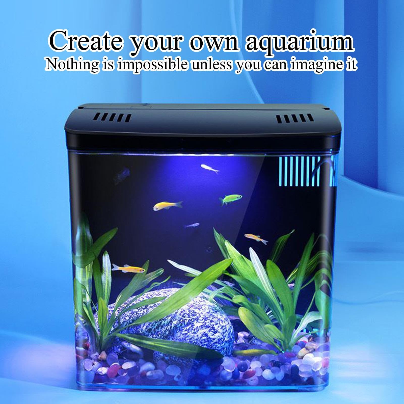 Desktop Acquario - Piccola Betta Pesce Acquario - per animali domestici per scrivania tartarughe - Ufficio Soggiorno Scrivania
