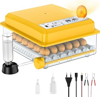 Brutautomat Vollautomatisch, Inkubator Hühne für 16-120 Eier, Brutmaschine mit Automatische Eierdrehung, Temperatur und Feuchtigkeitskontrolle Geeignet, LED-Display, 12V/220V Dual (36Eier)