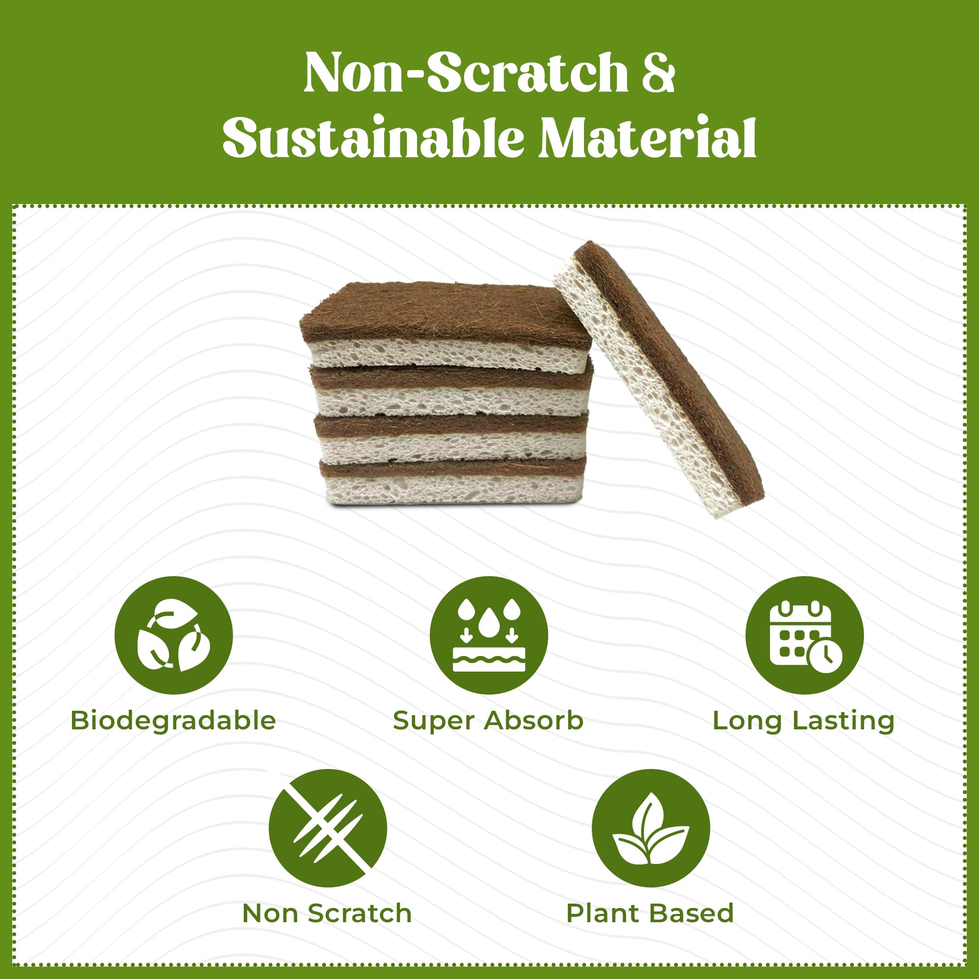 Salomon's Products Esponjas multiusos a base de plantas, paquete de 12, fibra de coco y celulosa de madera