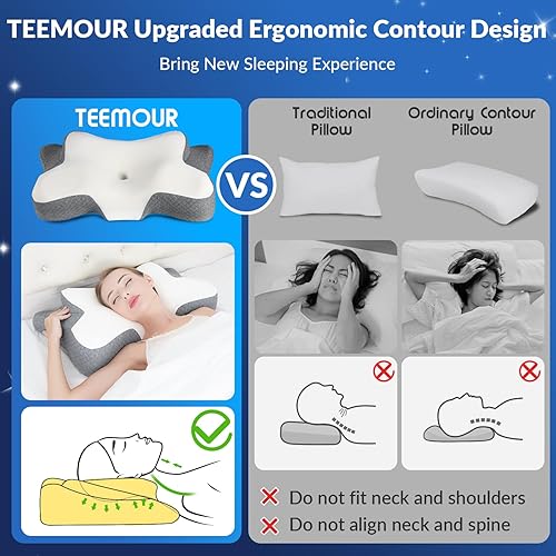 Miniatura 7 de Almohada cervical de espuma viscoelástica, almohada de enfriamiento de tamaño queen, almohadas de cama para dormir, almohada ergonómica para el