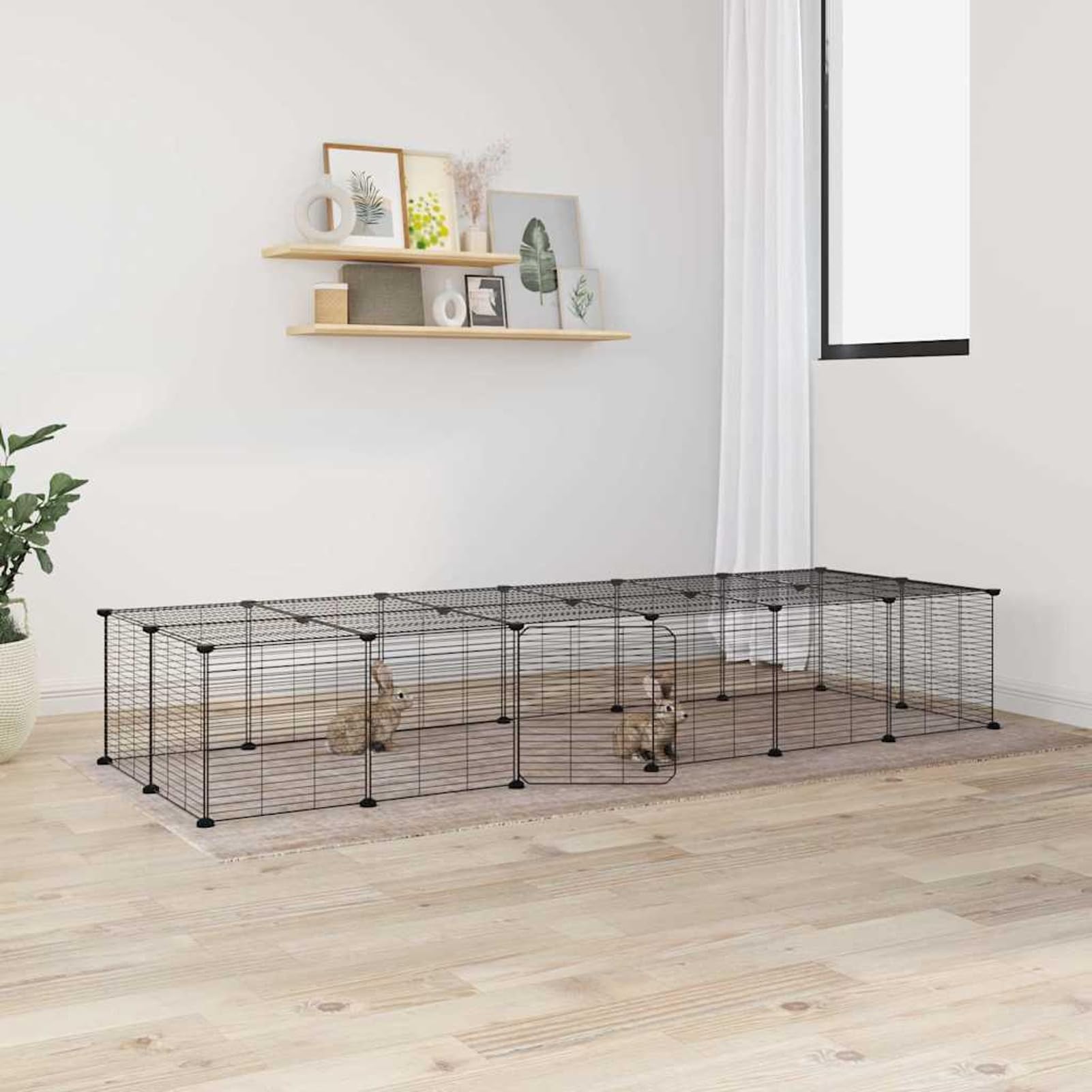ShGaxin Jaula para Mascotas de 28 Paneles Puerta, Jaulas para Conejos, Jaula Cobaya, Valla para Mascotas, Recinto para Conejos, Parque para Conejos, Cosas para Conejos, Acero Negro 35x35 cm