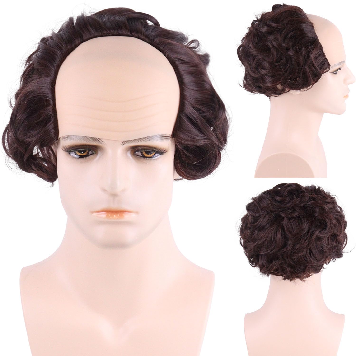 GNIMEGIL Short Mad Hatter Shaggy Costume Men Curly Orange Wigs Unisex Synthetic Hair Clown Wig for Cosplay Costume Halloween Party 12 inch