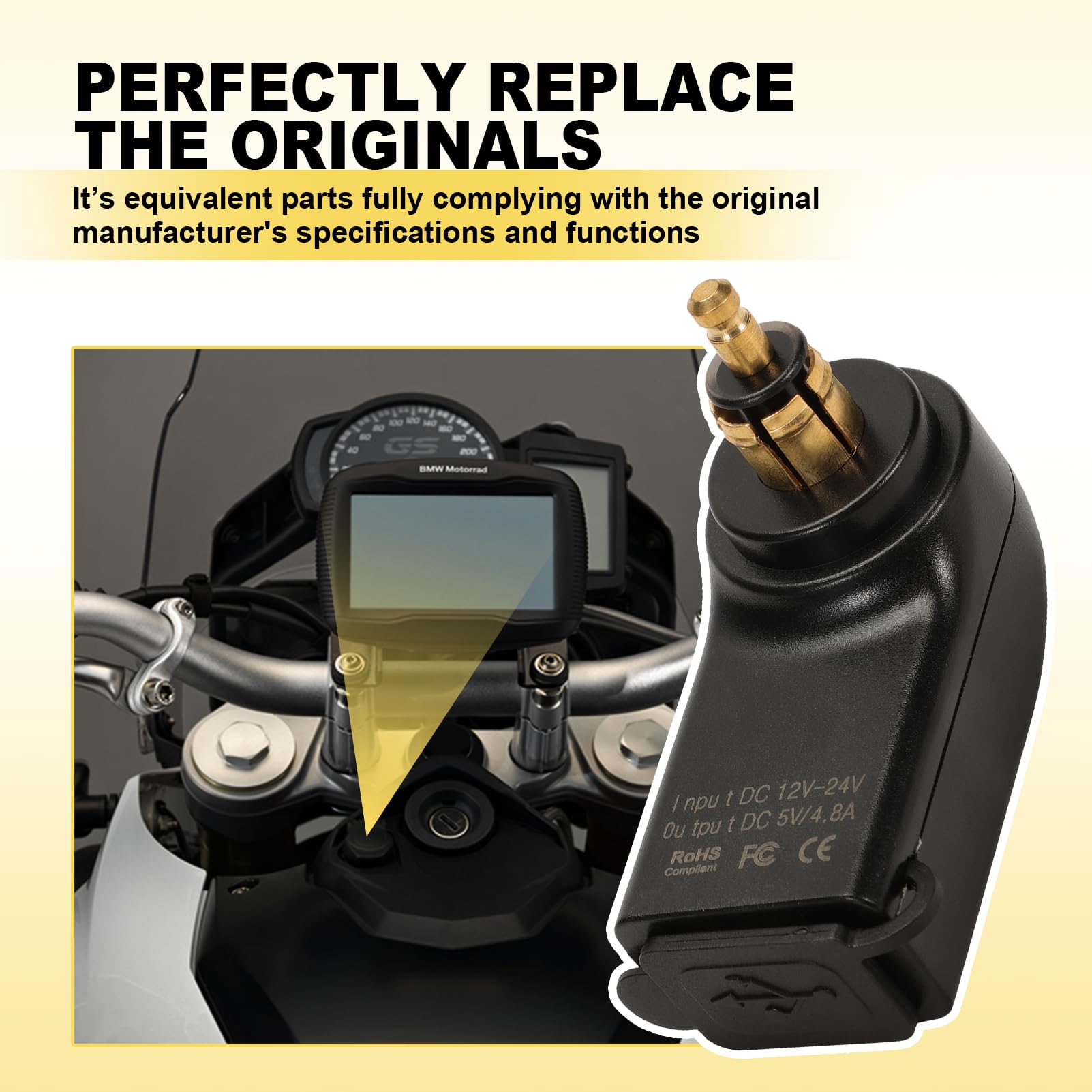 Presa USB Motociclo Caricatore Per Due Porte, Per I Modelli Bmw F800gs, F650gs E F700gs Connettore Ricarica Rapida Con Cappuccio In Gomma Impermeabile, 12-24 V Cc, 2,4 A, Per 1200gs Rt