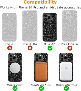 Grip Series iPhone 14 Pro 用 ケース 本物の鍛造カーボンファイバー製 グリップエッジデザイン マグネット内蔵 MagSafe充電器とアクセサリーに対応 光沢ブラック/ブルー