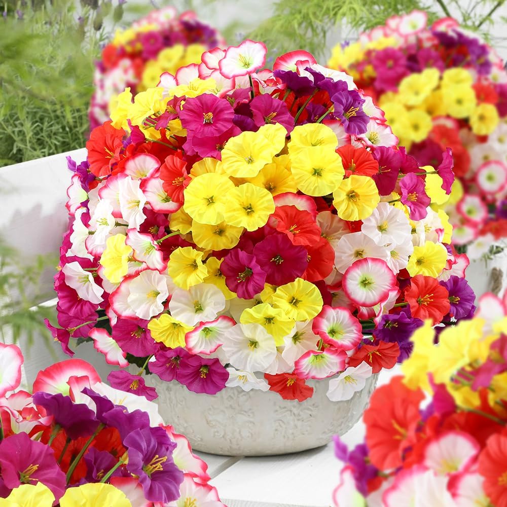 JEMONG Artificial Flowers 30 Bundles Outdoor UV Resistant Fake Daisy Flowers Faux Plastic Plants Garden Porch Window Box Porch Farmhouse Hanging Decor(Mix Six Colors)