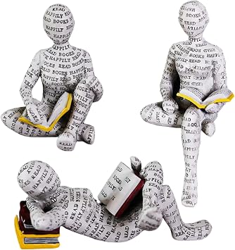 3 Pcs Reading Women Figurine,Thinker Statue,Modern Bookshelf Decor,Aesthetic Sculpture,Room Decor Modern Abstract Decoration on Shelf Table Desk for Living Room Office Bedroom