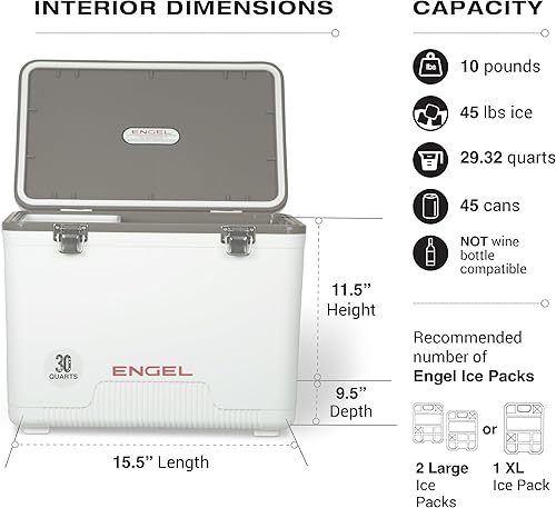 Miniatura 3 de Engel UC30 30qt a prueba de fugas, hermético, enfriador de caja de secado y caja de almuerzo rígida