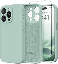 Magnetic for iPhone 14 Pro Max Case, Compatible with MagSafe, [Full Camera Protection][Screen Protector] Silicone Shockproof Protective Phone Case for iPhone 14 Pro Max 6.7", Mint