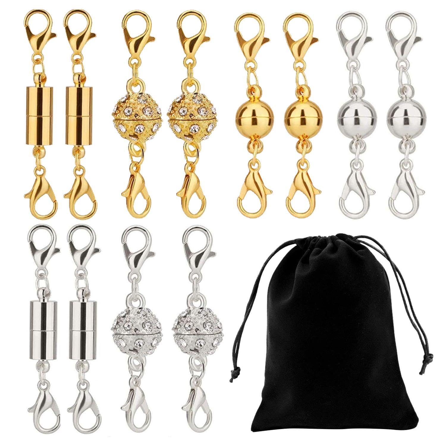 EOWVISN 12 Pieces Of Magnetic Jewelry Buckles, 1 Piece Of Storage Bag, Strong Magnetic Design, Provide Firm Support