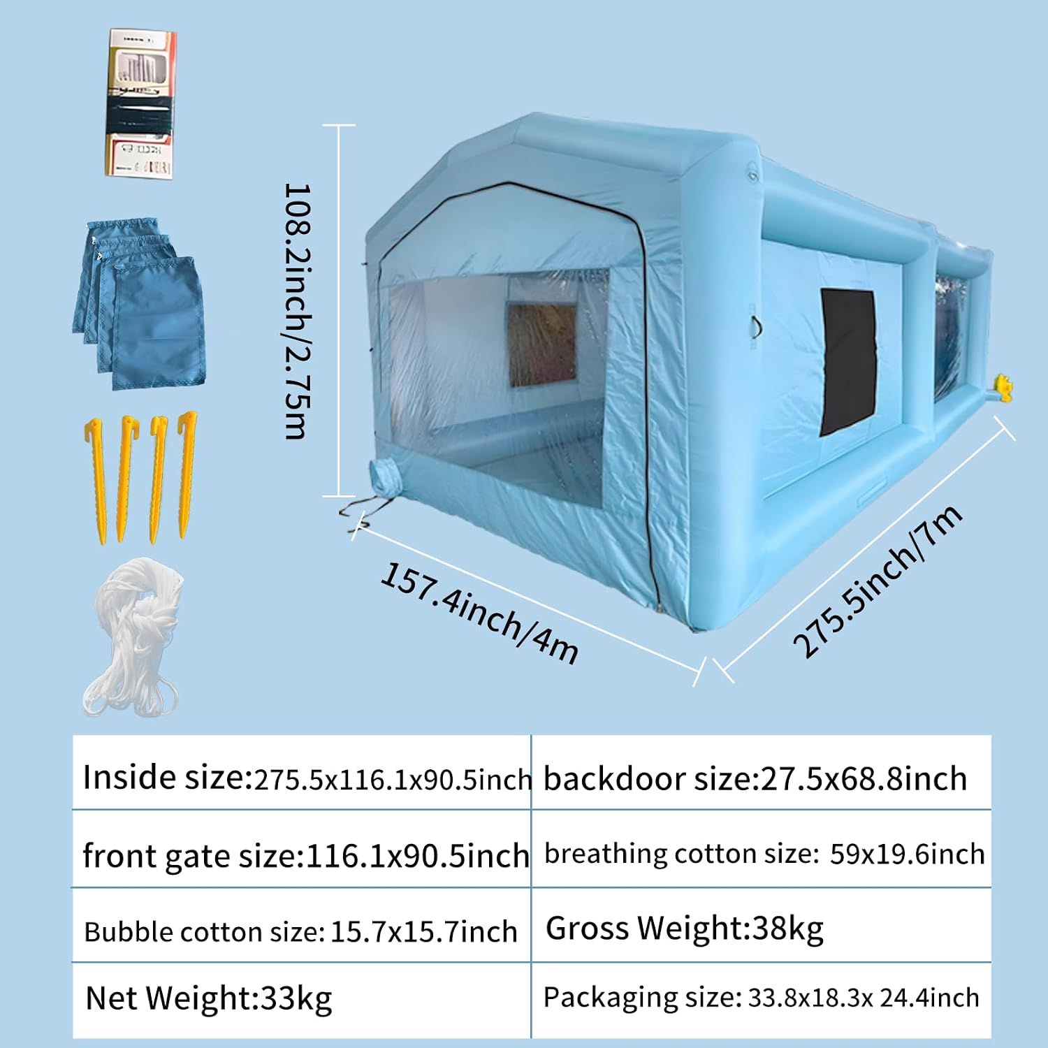 23x13x9FT Inflatable Paint Booth, Spray Paint Tent with 750W+550W Blowers and Air Filter System, Blow up Paint Booth for DIY, Auto Refinish, Mobile Detailing,Motorcycle Garage