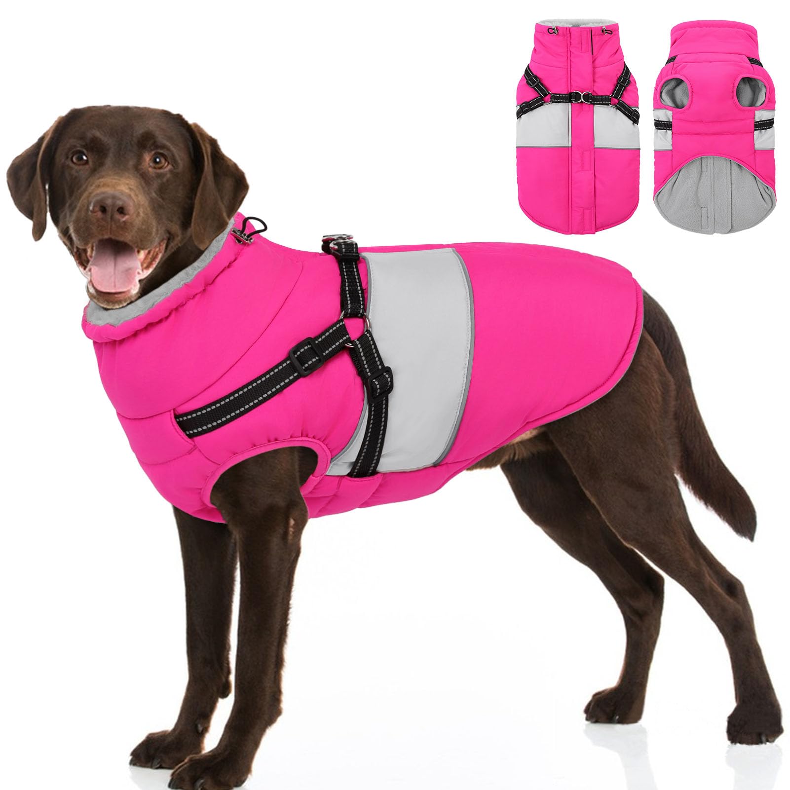 Dog Coat XXL Dog Winter Jacket with Harness for Large Dogs