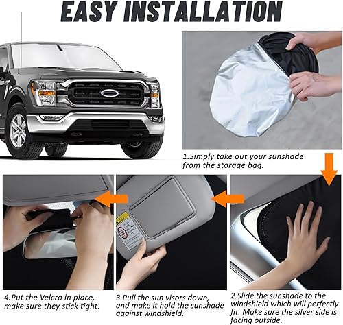 Miniatura 20 de D-Lumina Parasol para ventana trasera para portón trasero para 2015-2025 Fo-rd F150 F250 F350, parasol para ventana, bloquea los rayos UV del calor