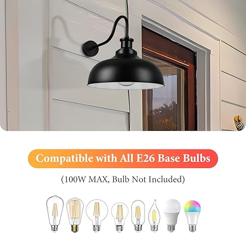 Miniatura 5 de Diyel Luces de granero de cuello de cisne para exteriores, aplique de pared para exteriores de 14 pulgadas, lámpara de pared exterior de granja,