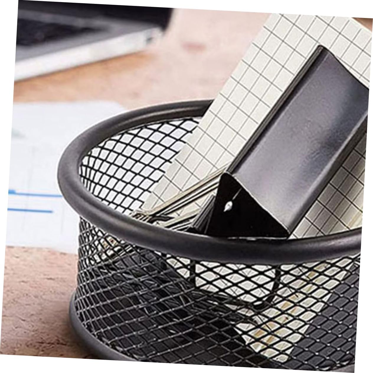 3pcs Black Mesh Metal Paper Clip Dispenser and Organizer for Desk Home Office and School and Versatile Desktop Storage for Paper Clips and Tools