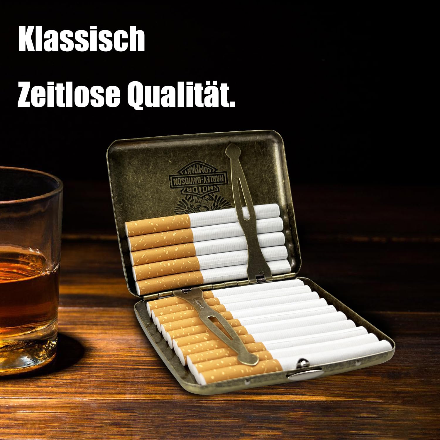 2 Zigarettenetui Metall, Zigaretten Box, Edelstahl Zigarettenetui Damen/Herren, Zigarettenschachtel Vintage für 20 Zigaretten, Cigarette Case für Hosen und Hemdtaschen 85mm