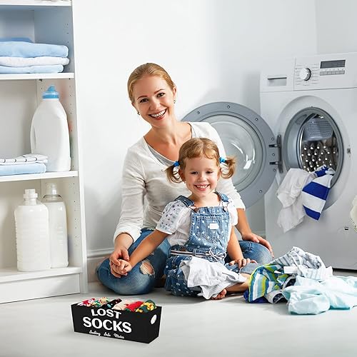 Miniatura 6 de Blulu Cartel de cesta de Lost Socks para decoración de cuarto de servicio y accesorios, organizador de almacenamiento de pared para almacenamiento