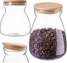 KADAX Bocal de conservation en verre avec couvercle hermétique en bambou - 1 l - Pour la cuisine, les pâtes, les céréales, le café et les épices