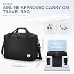 BAGZY 16"x12"x6" Personal Item Bag for Airplanes, 20L Lightweight Weekender Bags, Underseat Carry On Luggage Flight Approved, Small Overnight Gym Hospital Travel Beach Bag with Toiletry Pouch Black
