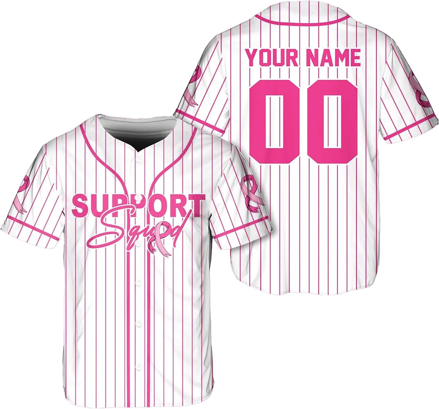 Custom Baseball Jersey Breast Cancer Awareness Support Squad Shirt Breast Cancer Jersey Shirt for Men Women Kids