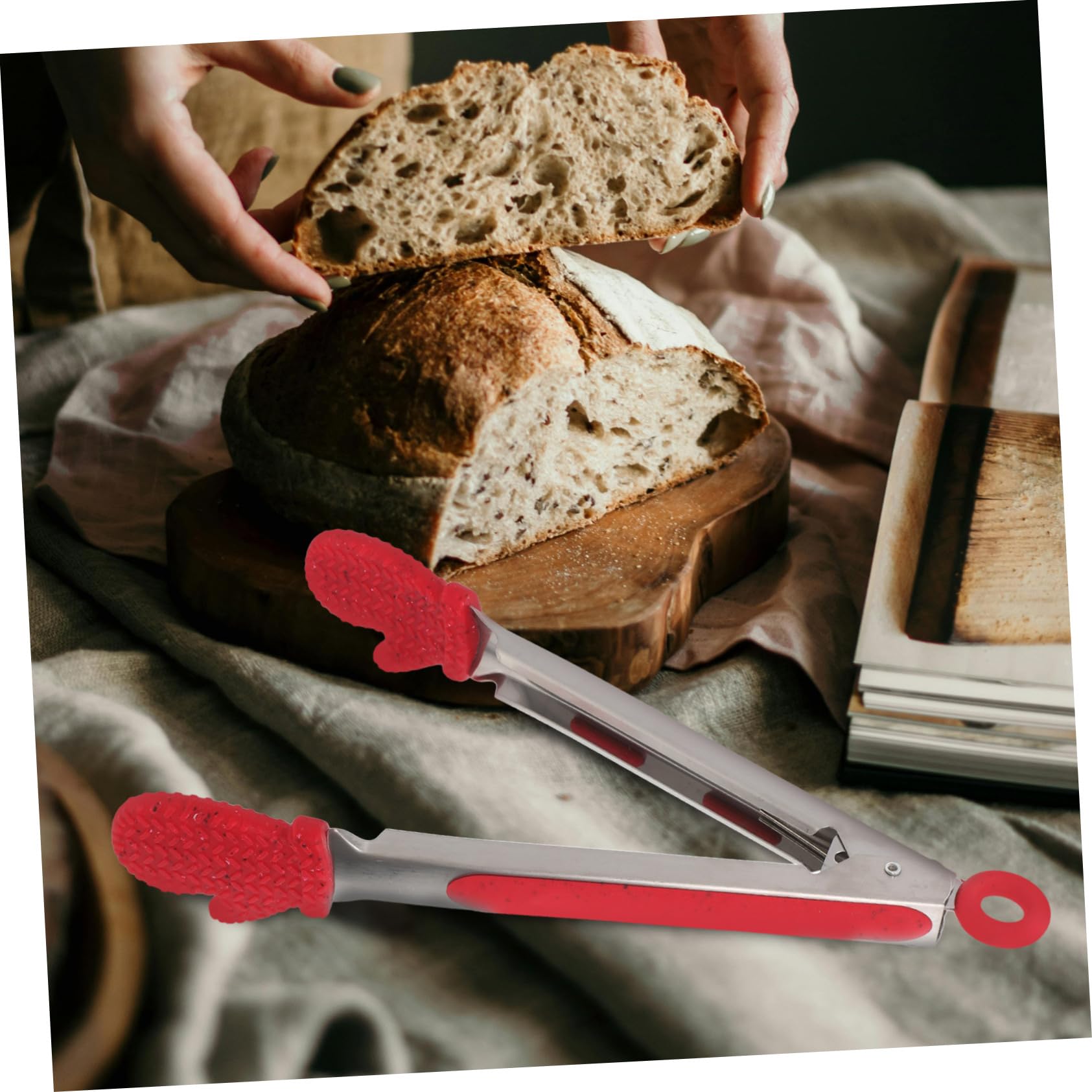 IMIKEYA Pince à Aliments Acier Inoxydable Manches de Noël Pince de Cuisine pour Pain et Service