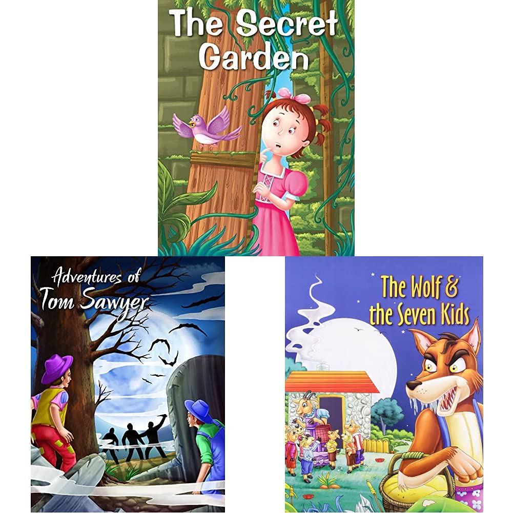 Secret Garden+The Adventures of Tom Sawyer (My Favourite Illustrated Classics)+The Wolf & The Seven Kids (Aesop Fables)(Set of 3books)