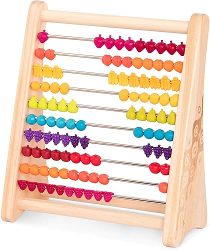 B. toys Ábaco de madera para niños, juguete clásico de aprendizaje de matemáticas con 100 cuentas educativas para suma, resta de números y contar